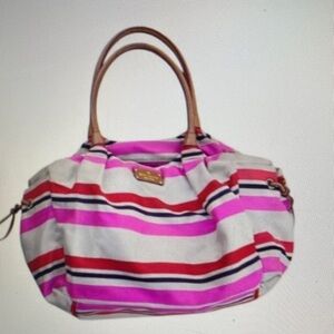 Kate Spade Pink and White Striped Tote